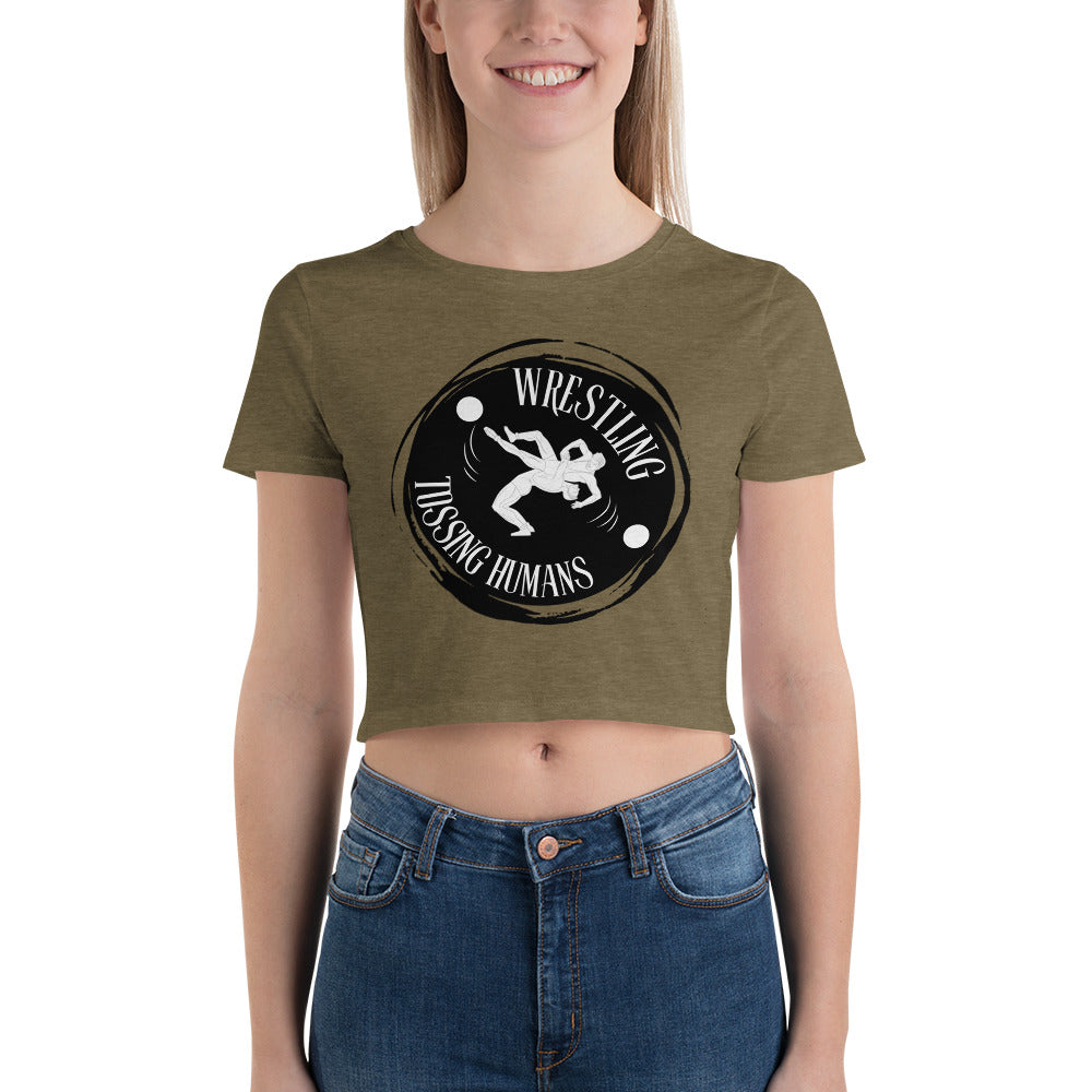 Wrestling Tossing Humans Women's Crop Tee