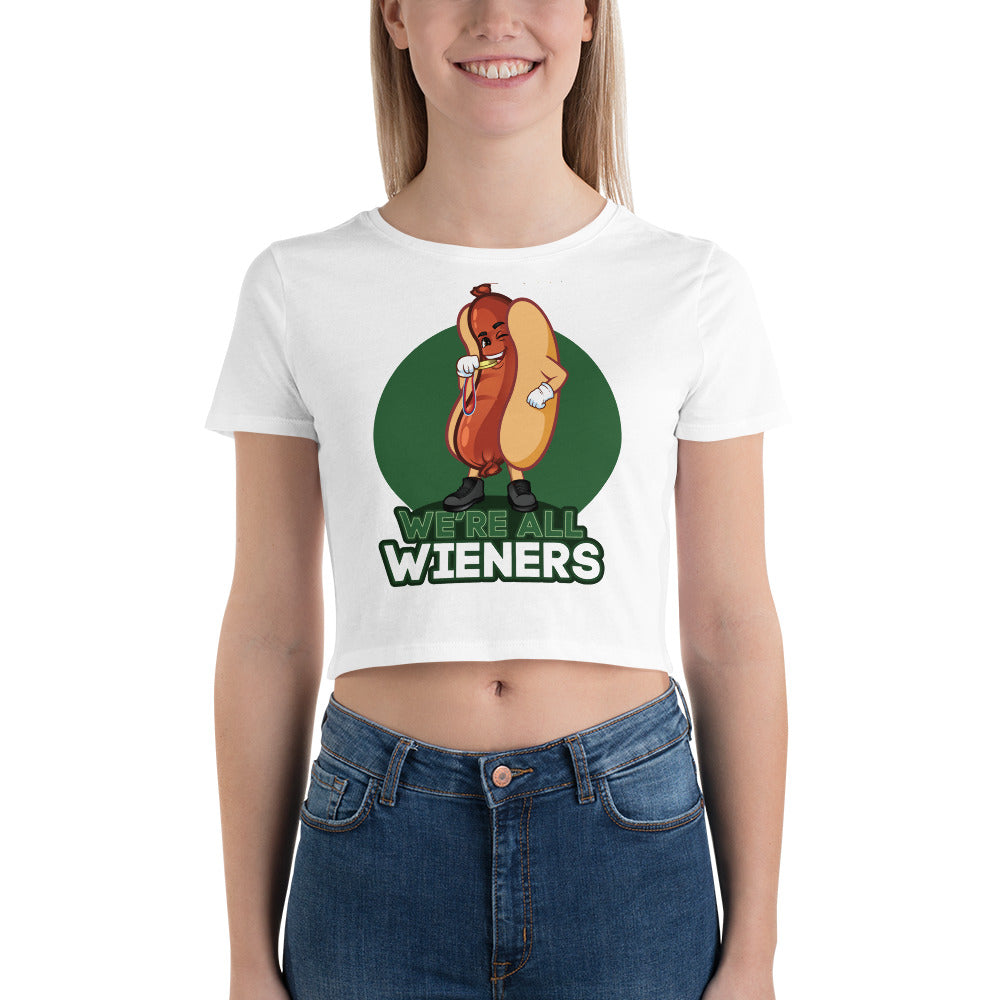 We're All Wieners Women's Crop Tee - Green