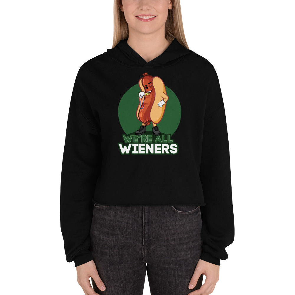 We're All Wieners Women's Crop Hoodie - Green