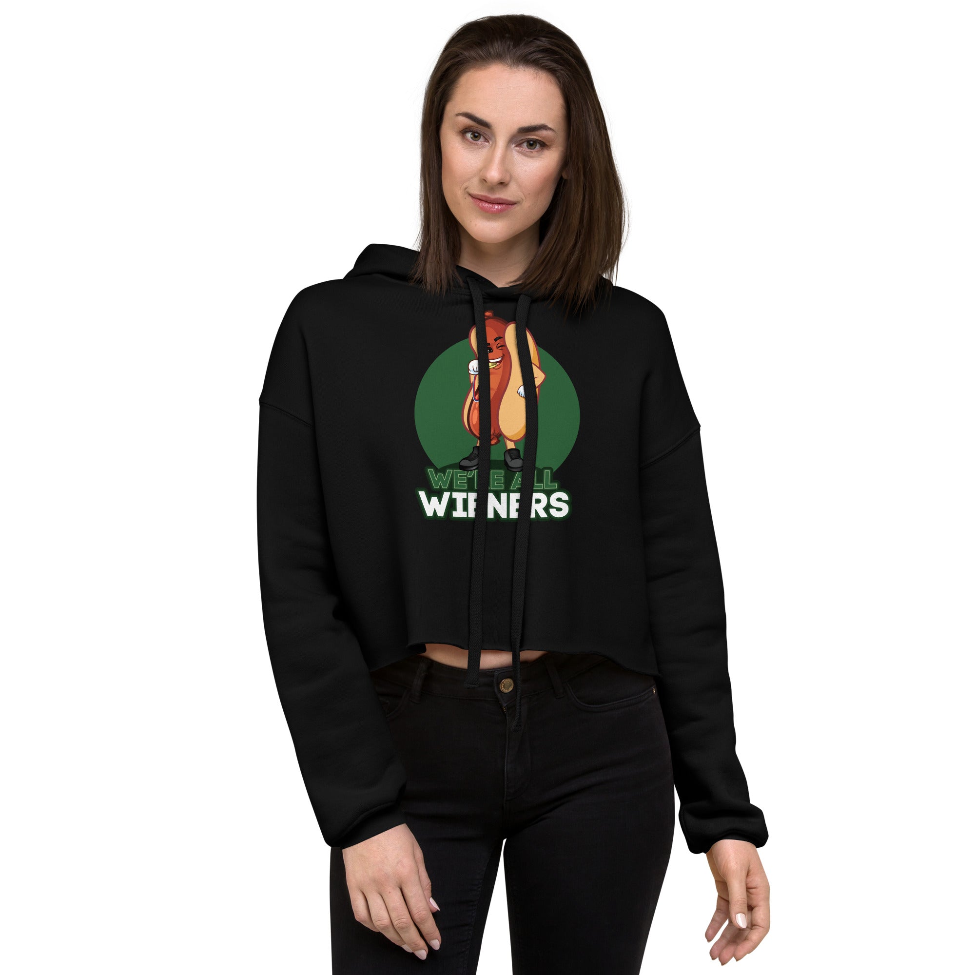 We're All Wieners Women's Crop Hoodie - Green
