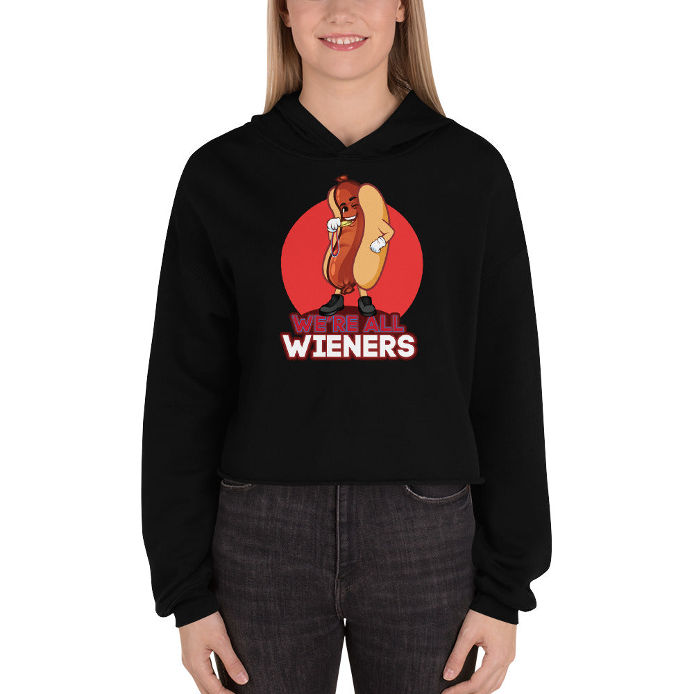 We're All Wieners Women's Crop Hoodie - Red
