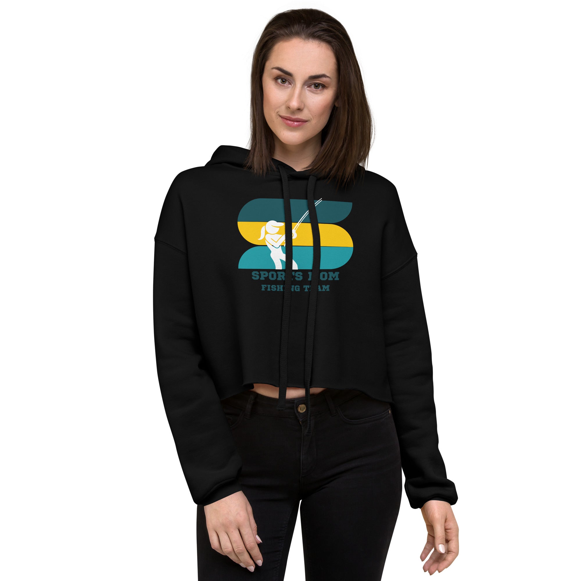 The Original Sports Mom Fishing Team Women's Crop Hoodie