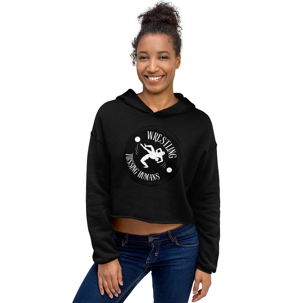 Wrestling Tossing Humans Women's Crop Hoodie