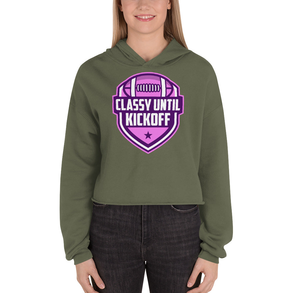 Classy Until KickOff  Women's Crop Hoodie