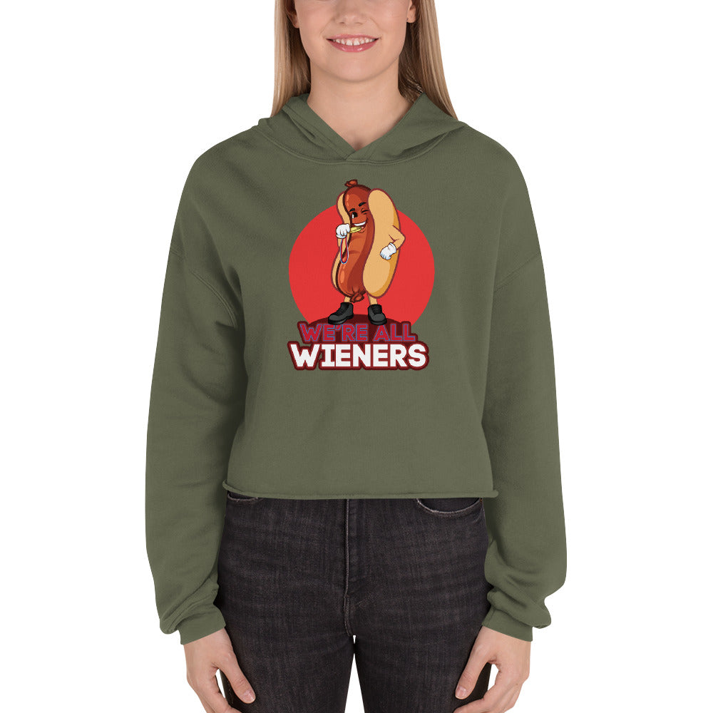 We're All Wieners Women's Crop Hoodie - Red
