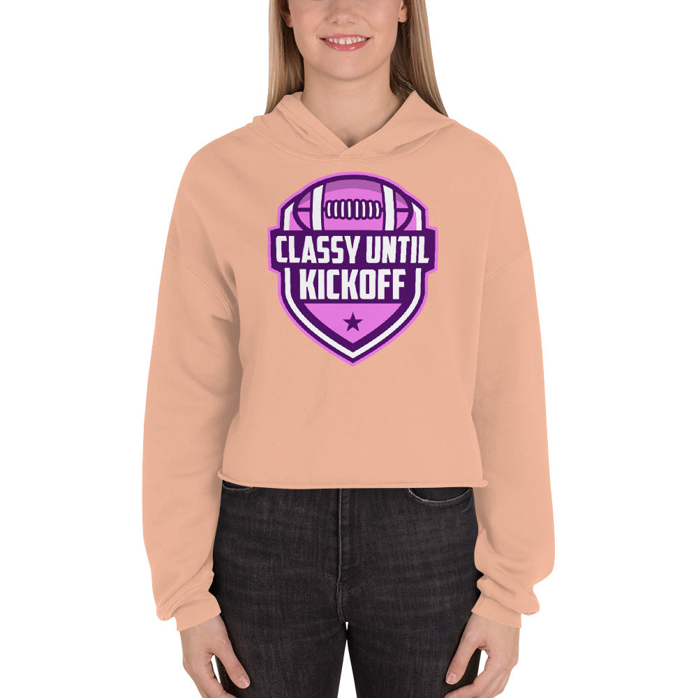 Classy Until KickOff  Women's Crop Hoodie