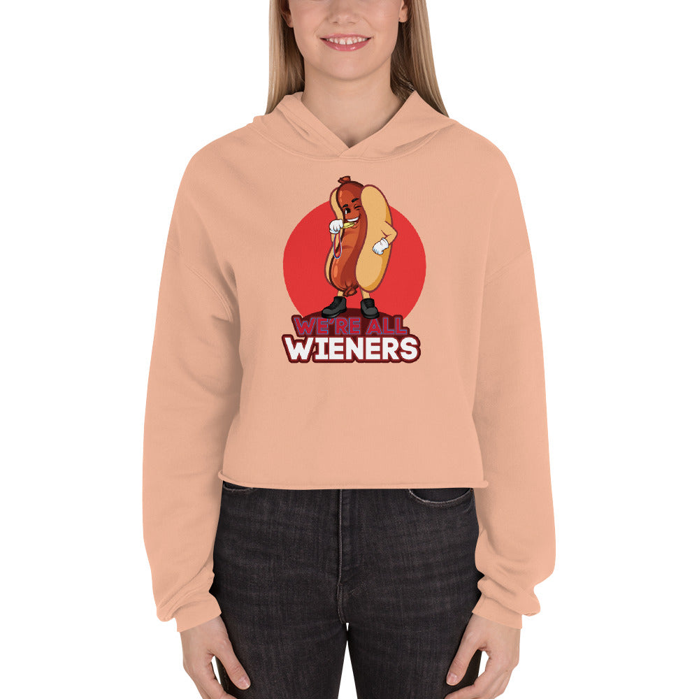 We're All Wieners Women's Crop Hoodie - Red