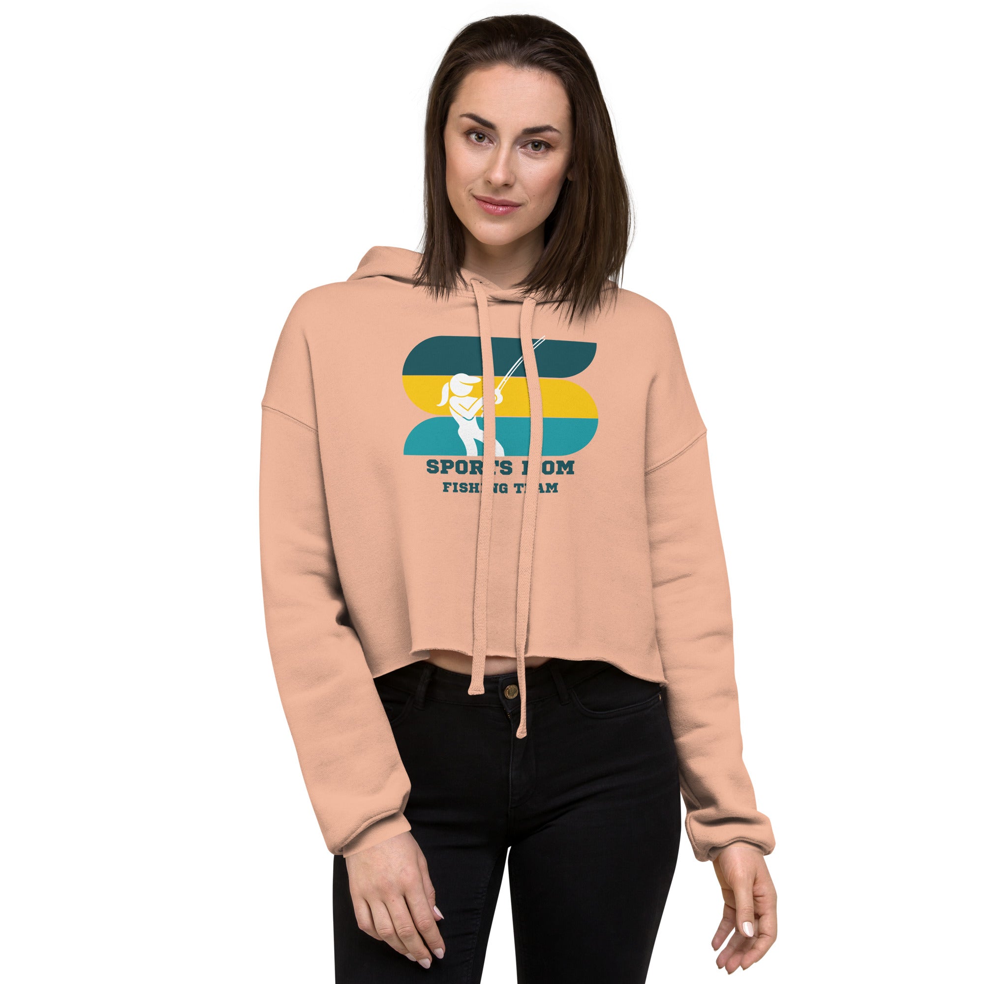 The Original Sports Mom Fishing Team Women's Crop Hoodie