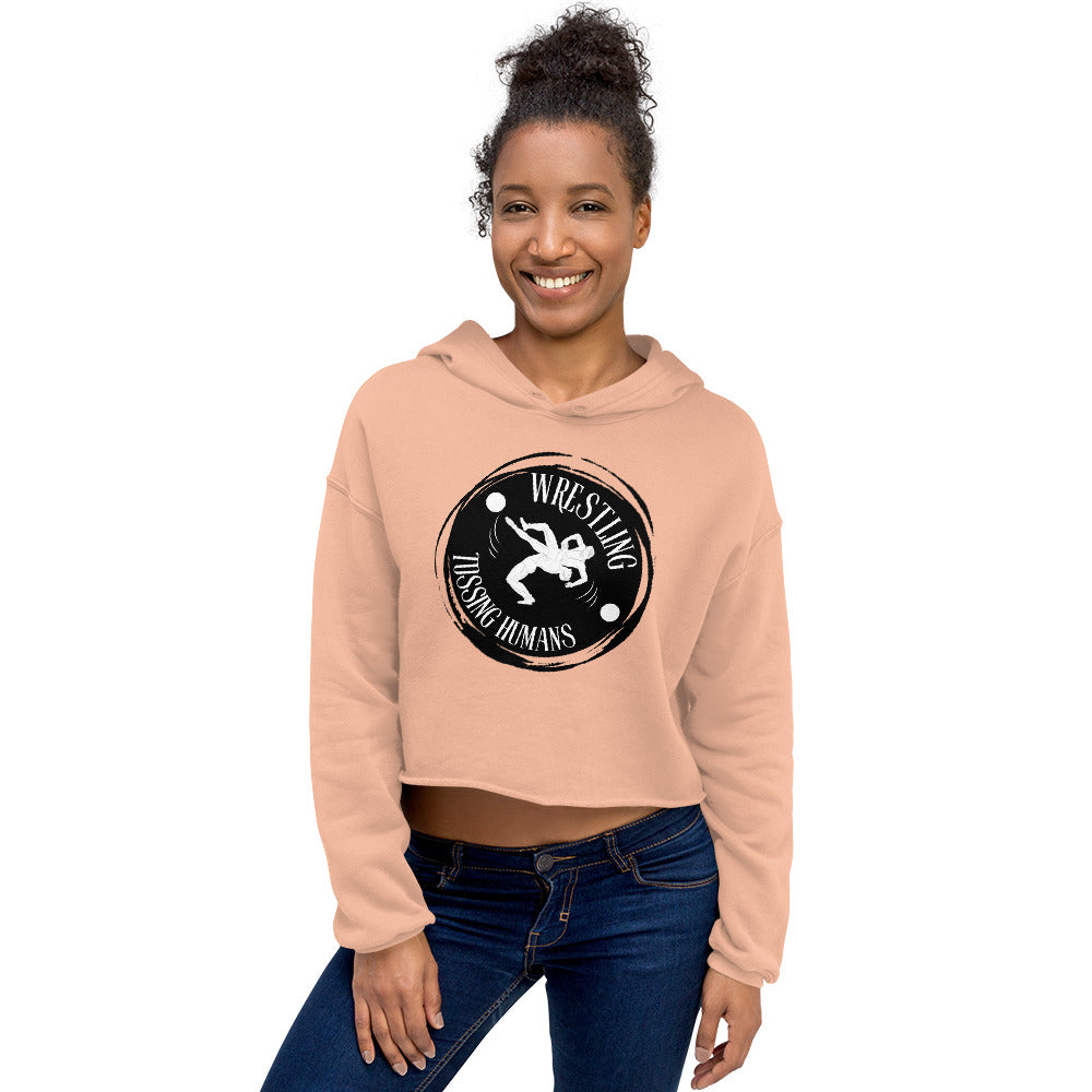 Wrestling Tossing Humans Women's Crop Hoodie