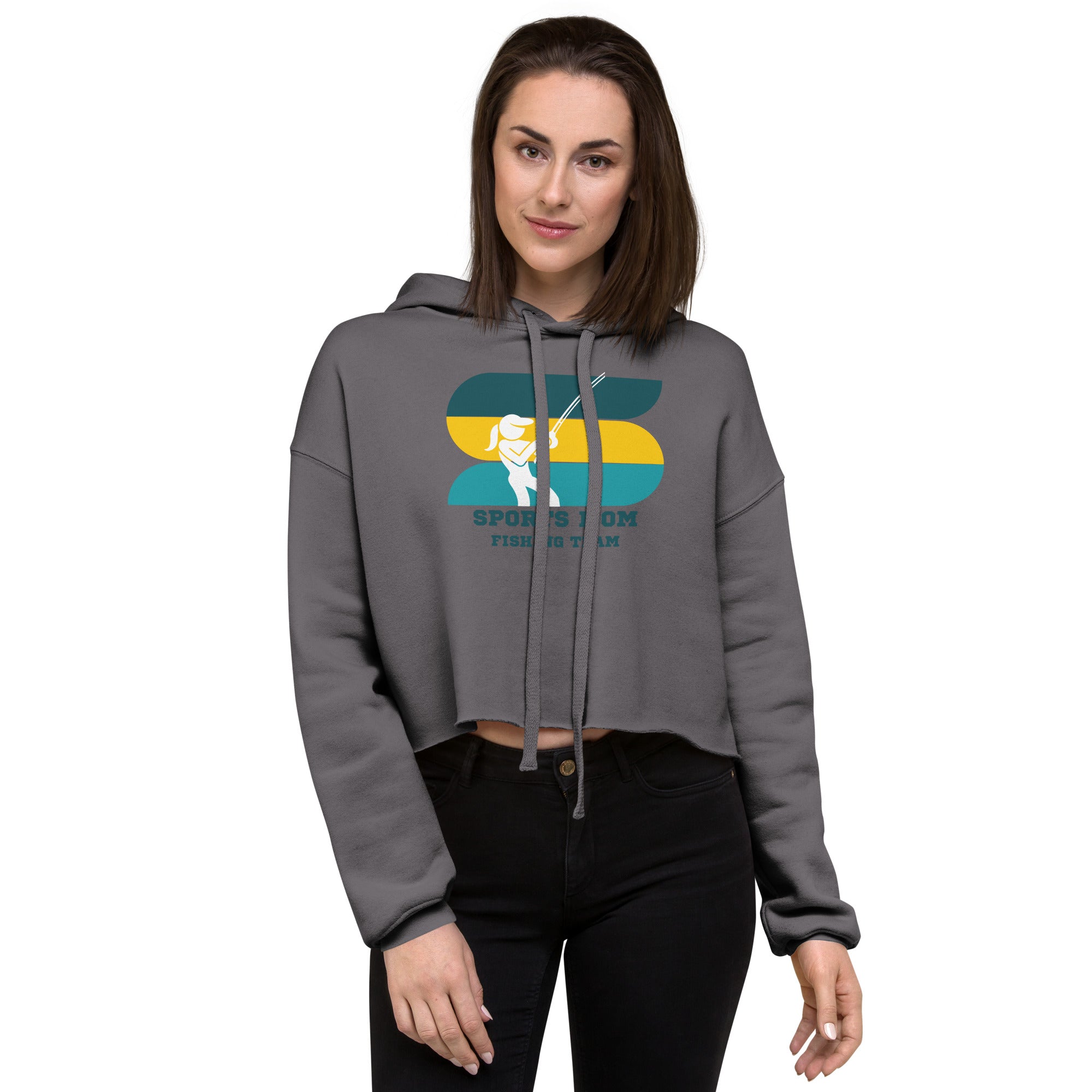 The Original Sports Mom Fishing Team Women's Crop Hoodie