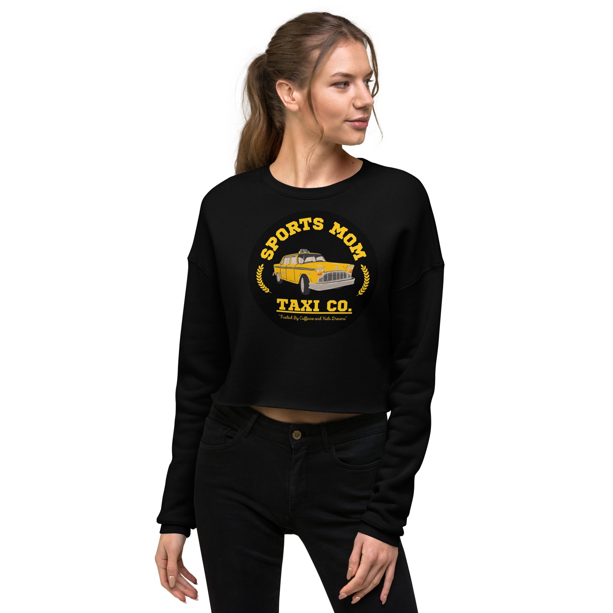 The Sports Mom Taxi Co. Original Crop Sweatshirt Black | The Original Sports Mom