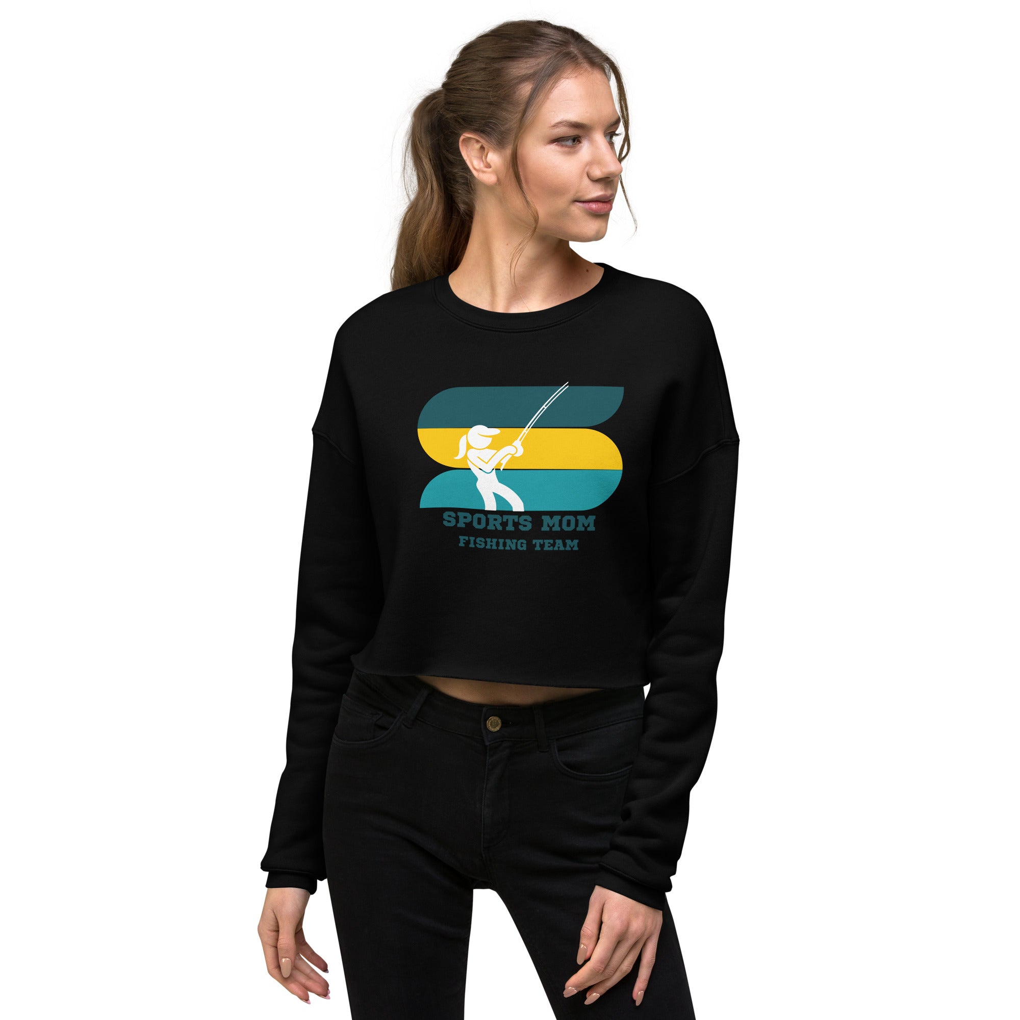 The Original Sports Mom Fishing Team Women's Crop Sweatshirt