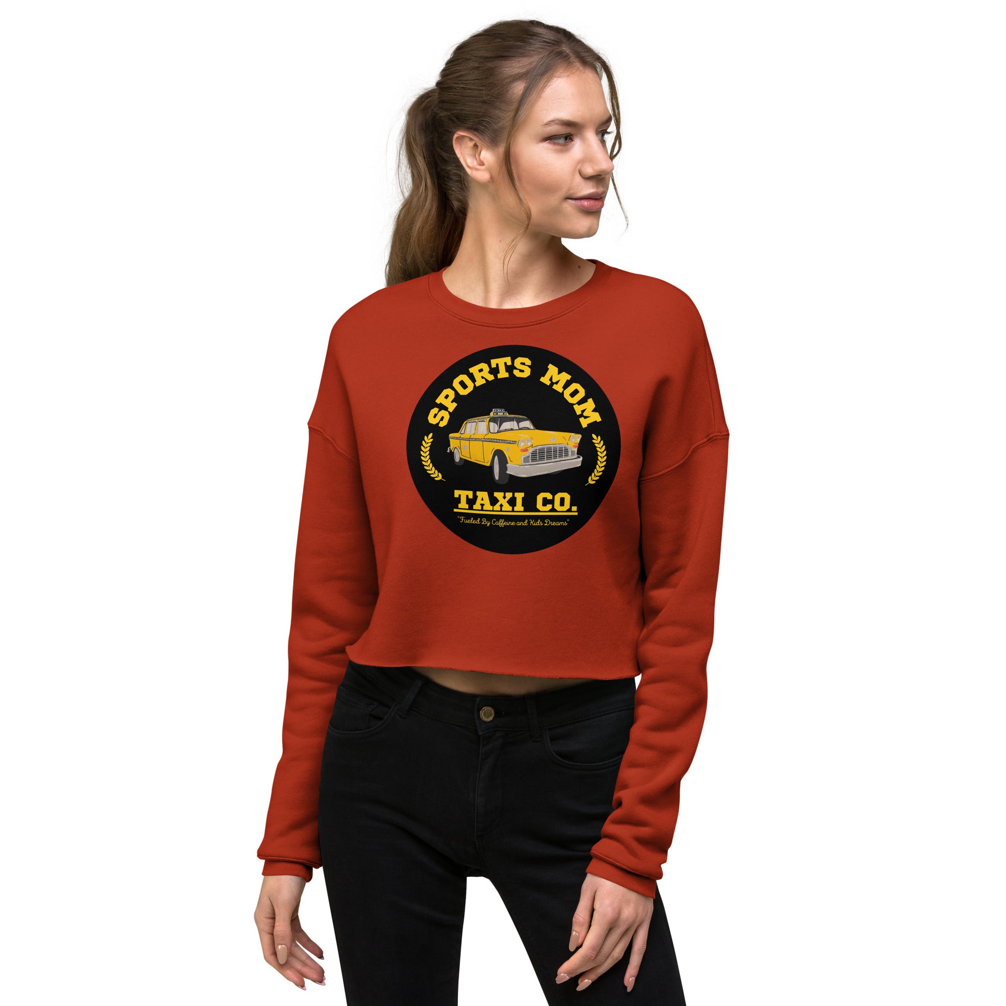 The Sports Mom Taxi Co. Original Crop Sweatshirt Brick | The Original Sports Mom