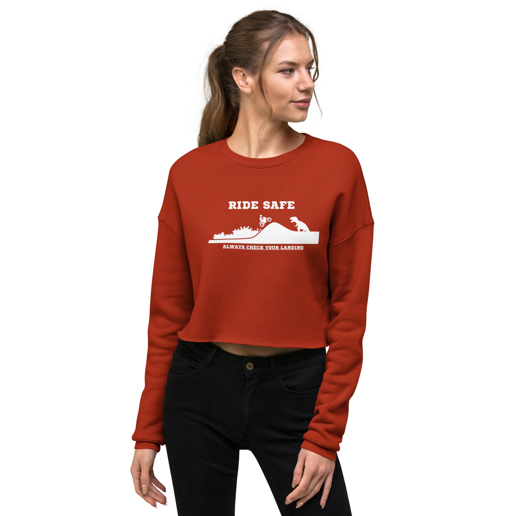 Ride Safe Check Your Landing Women's Crop Sweatshirt