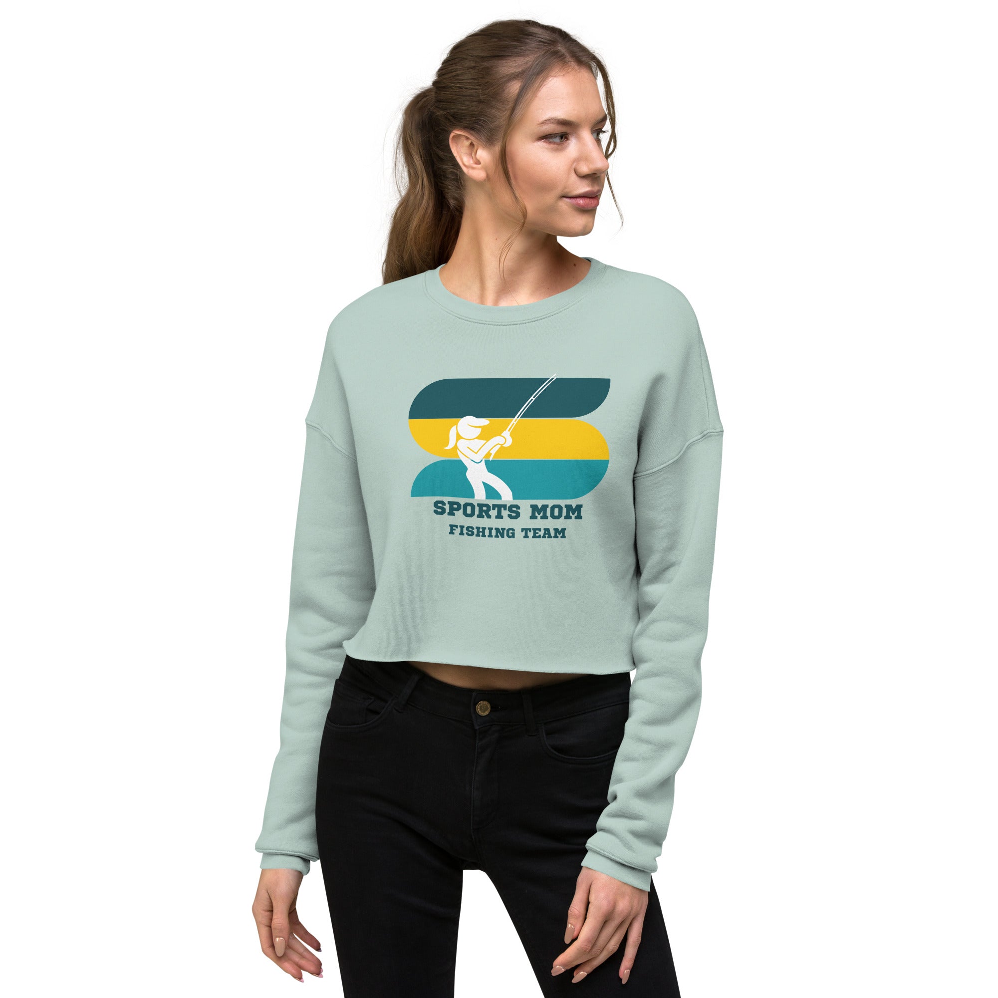 The Original Sports Mom Fishing Team Women's Crop Sweatshirt