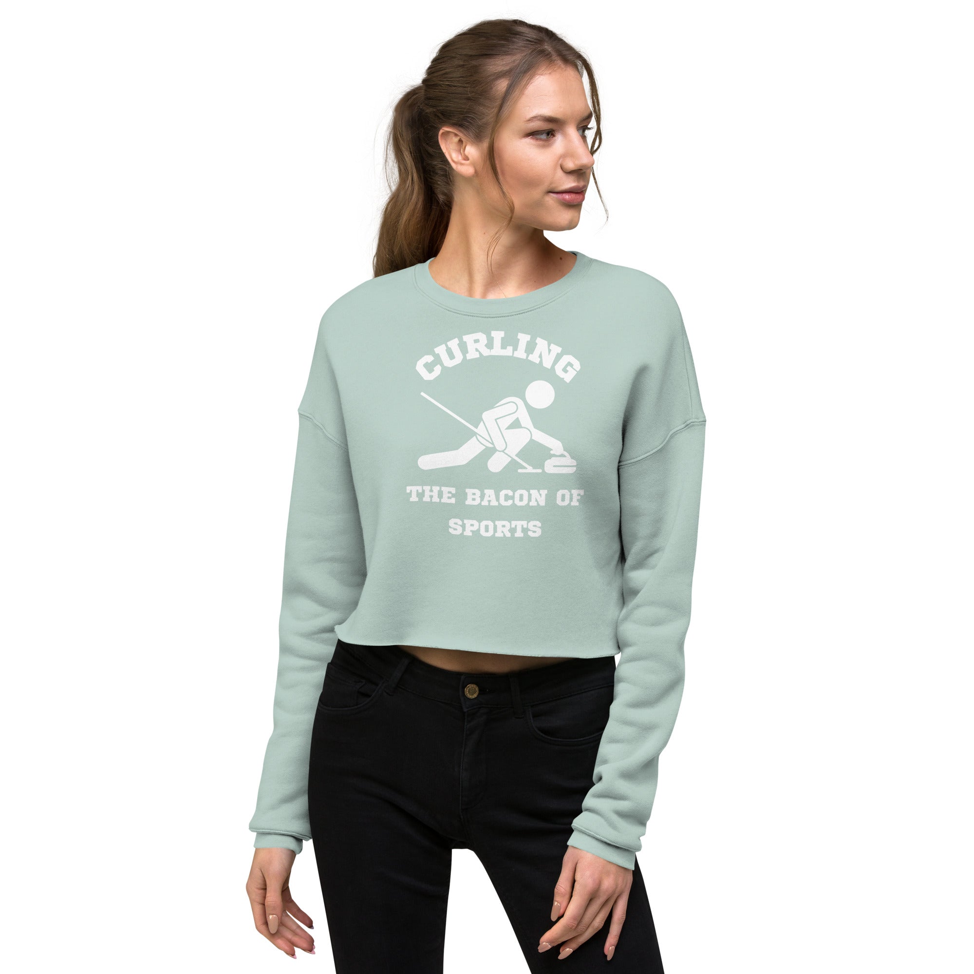 Curling The Bacon Of Sports Women's Crop Sweatshirt