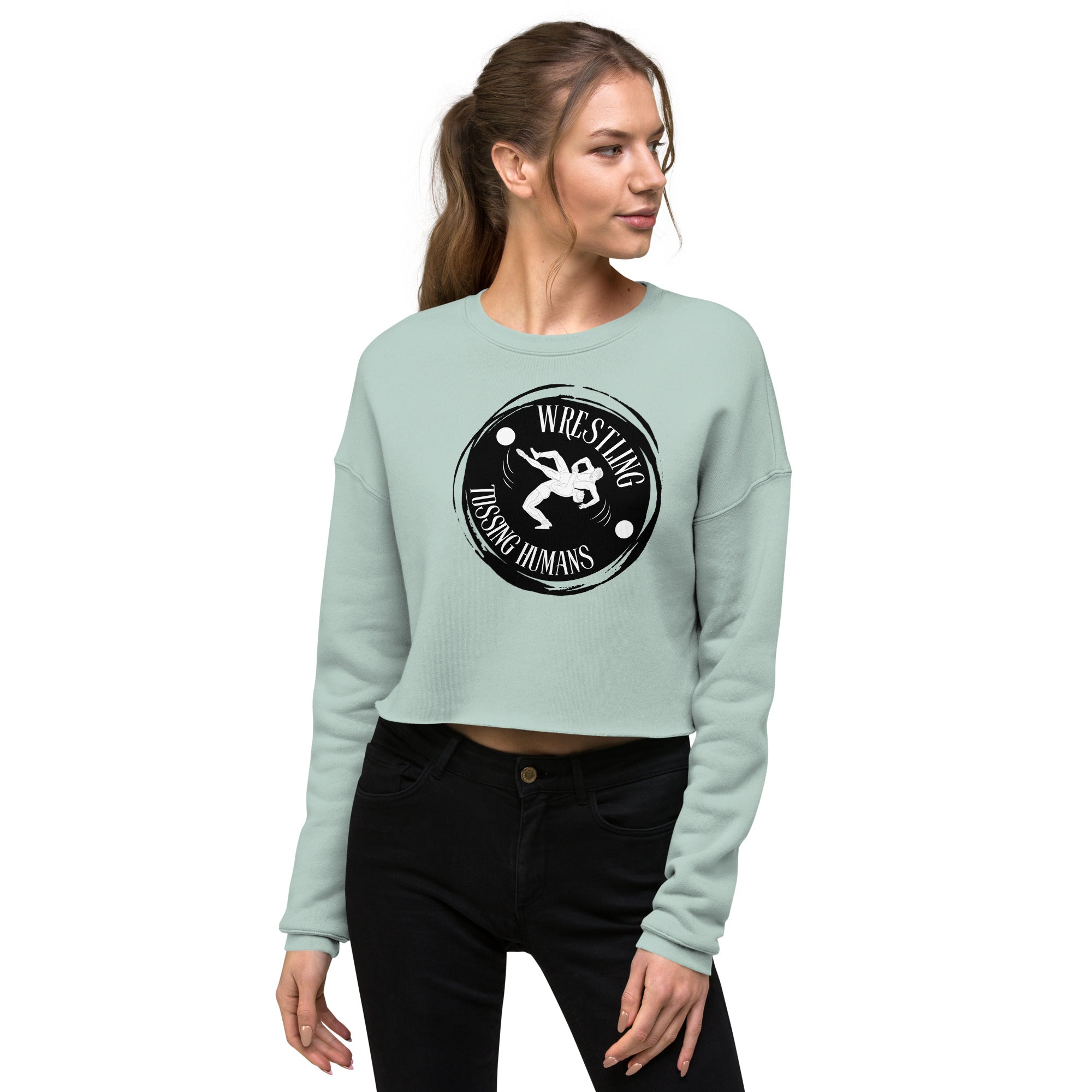 Wrestling Tossing Humans Women's Crop Sweatshirt