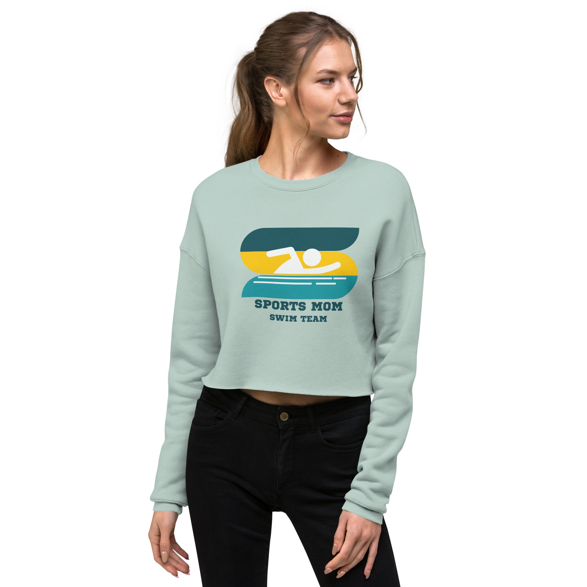 The Original Sports Mom Swim Team Women's Crop Sweatshirt