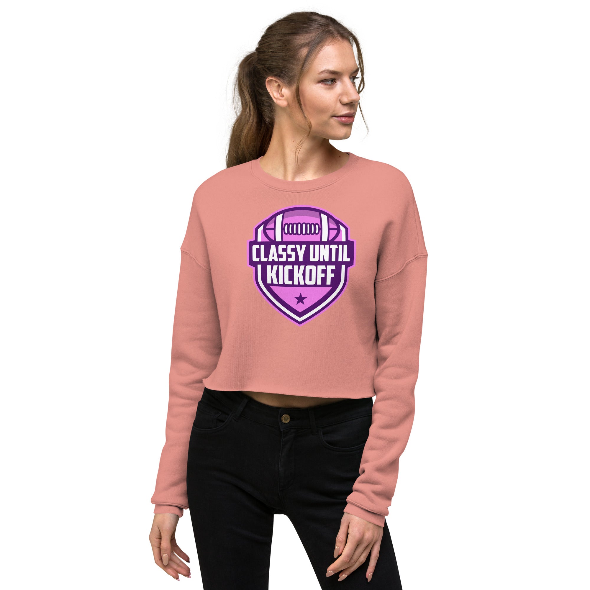 Classy Until KickOff Women's Crop Sweatshirt