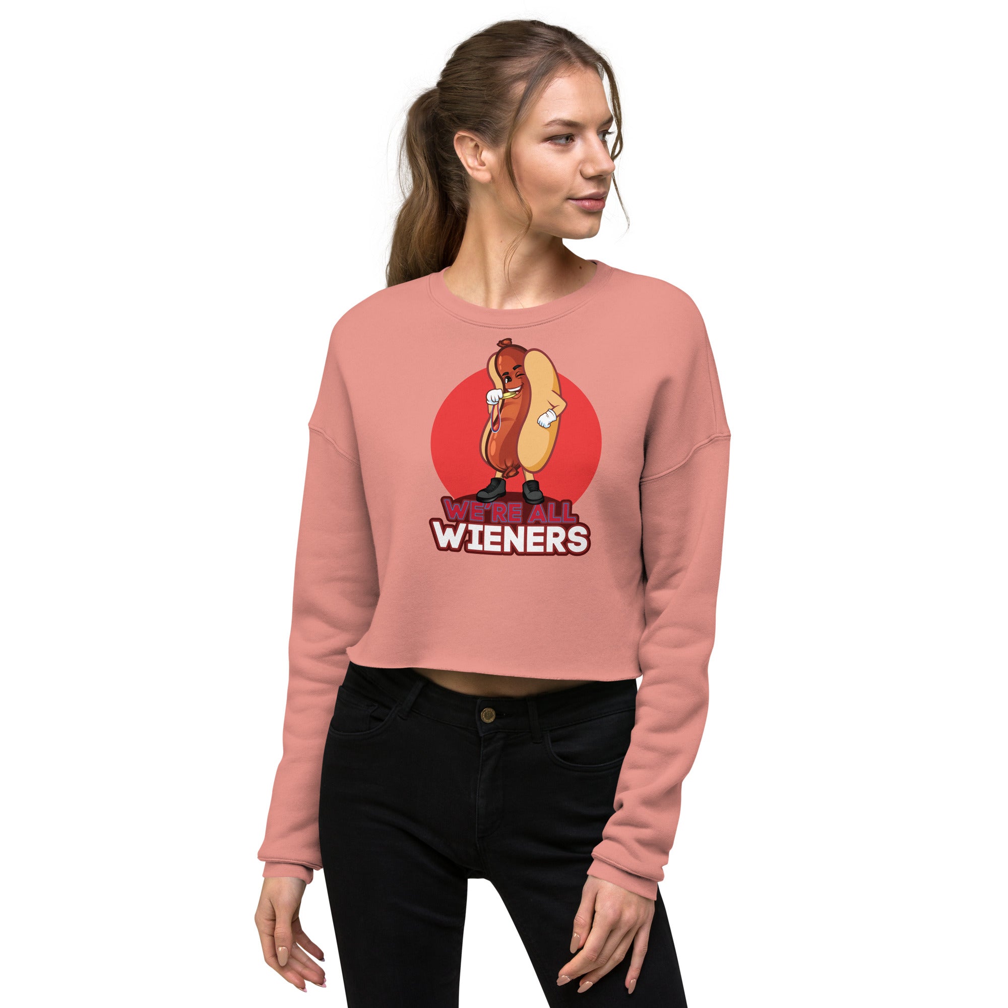 We're All Wieners Women's Crop Sweatshirt - Red