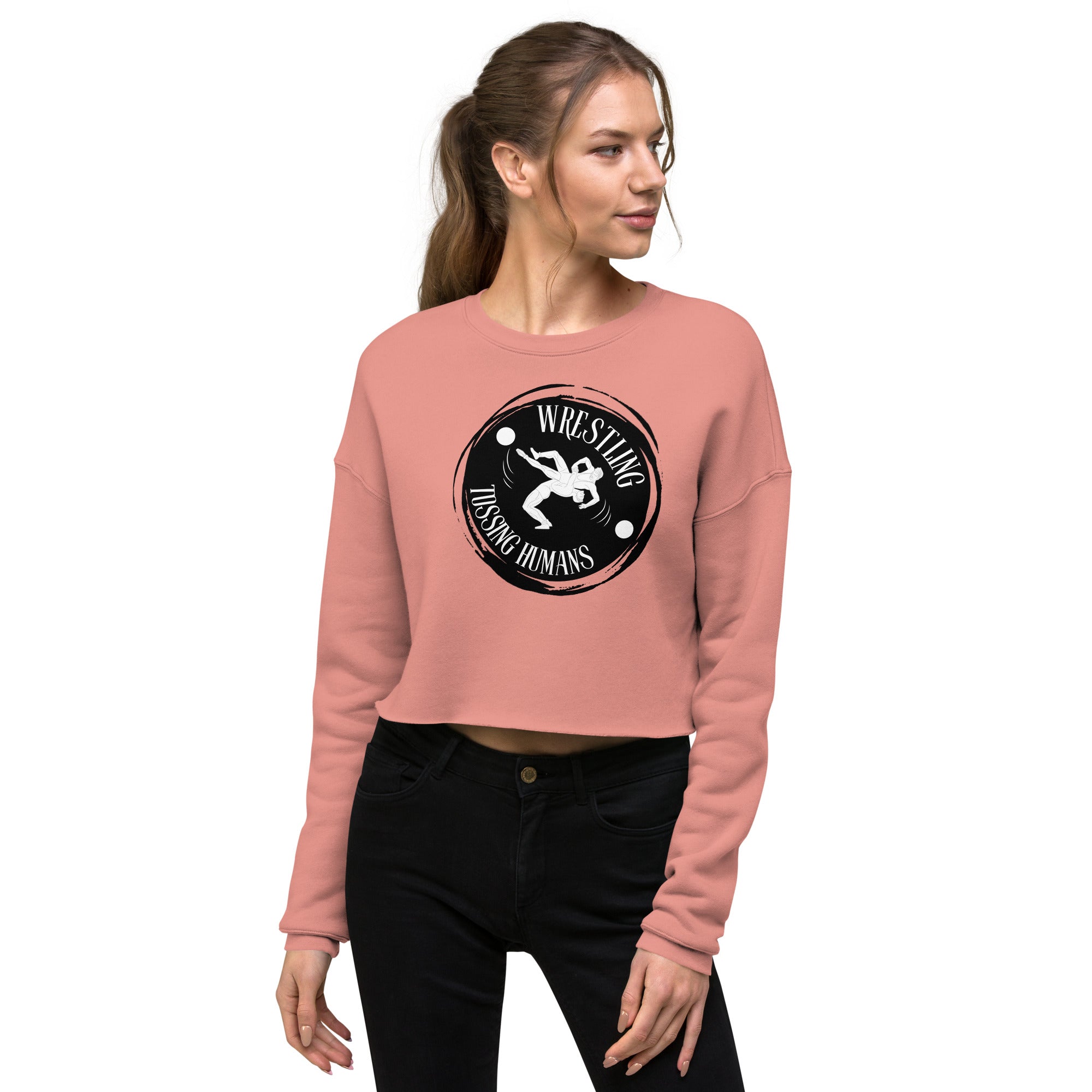 Wrestling Tossing Humans Women's Crop Sweatshirt