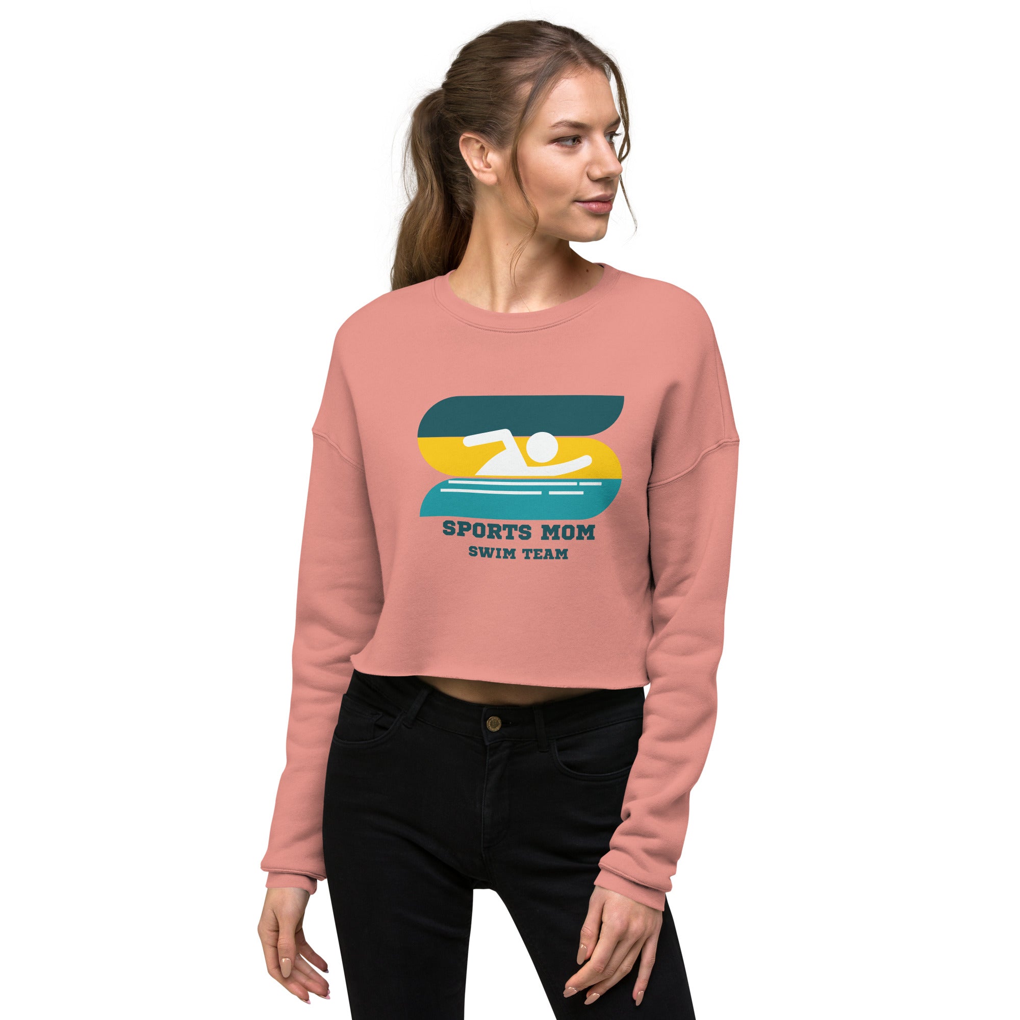 The Original Sports Mom Swim Team Women's Crop Sweatshirt