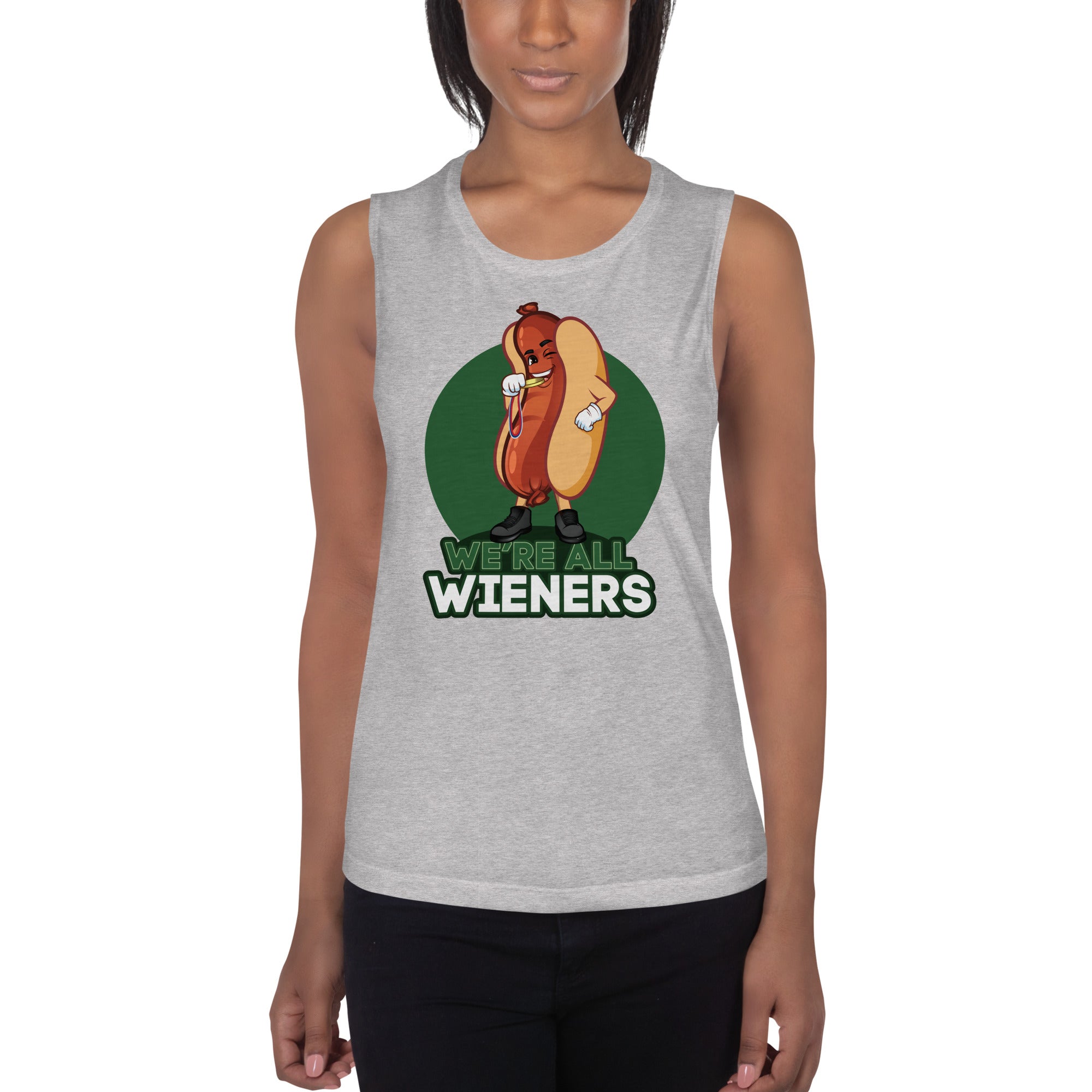 We're All Wieners Women's Muscle Tank - Green