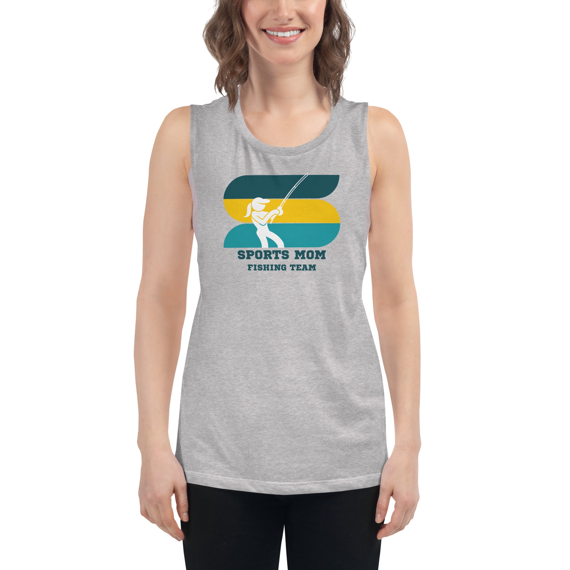 The Original Sports Mom Fishing Team Women's Muscle Tank