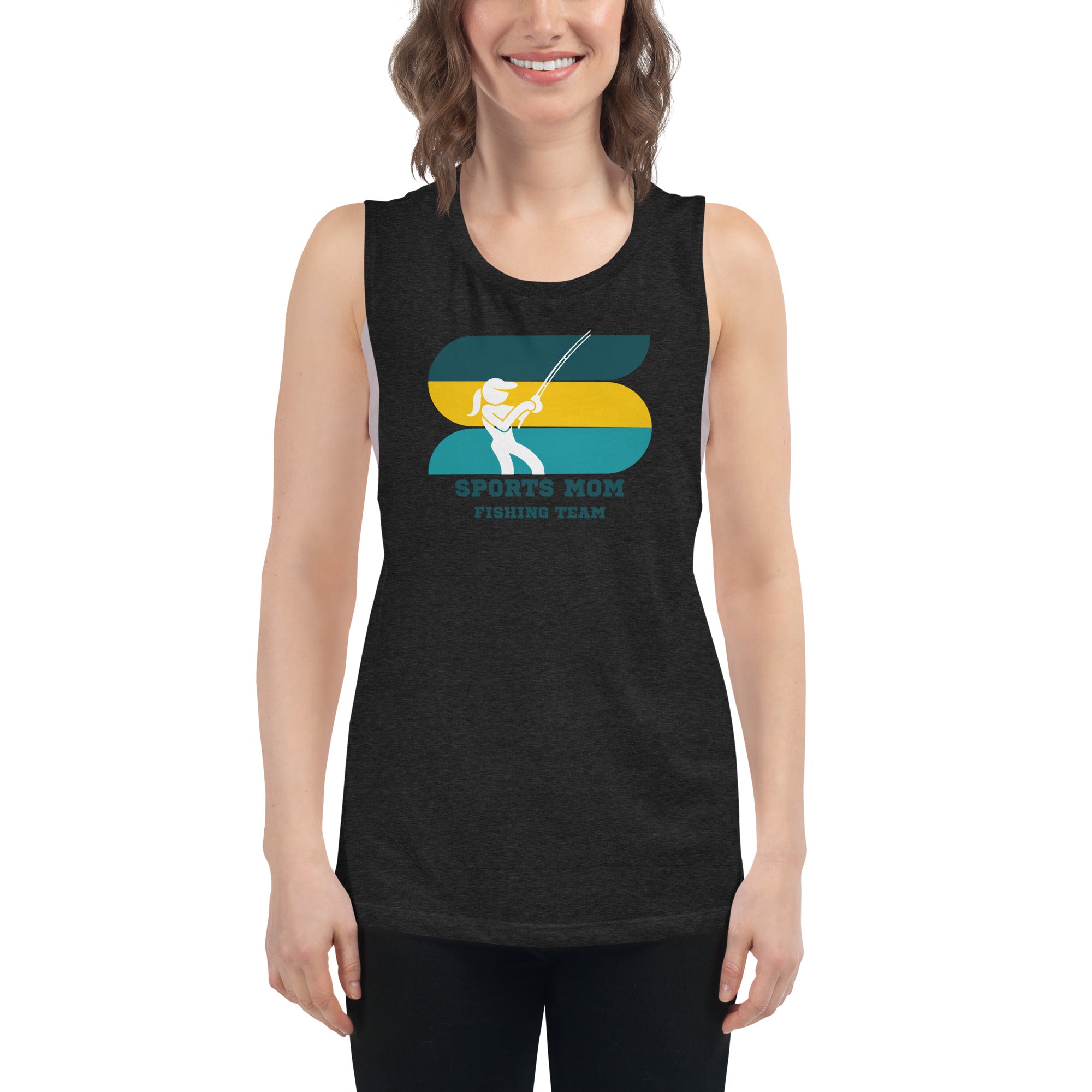 The Original Sports Mom Fishing Team Women's Muscle Tank