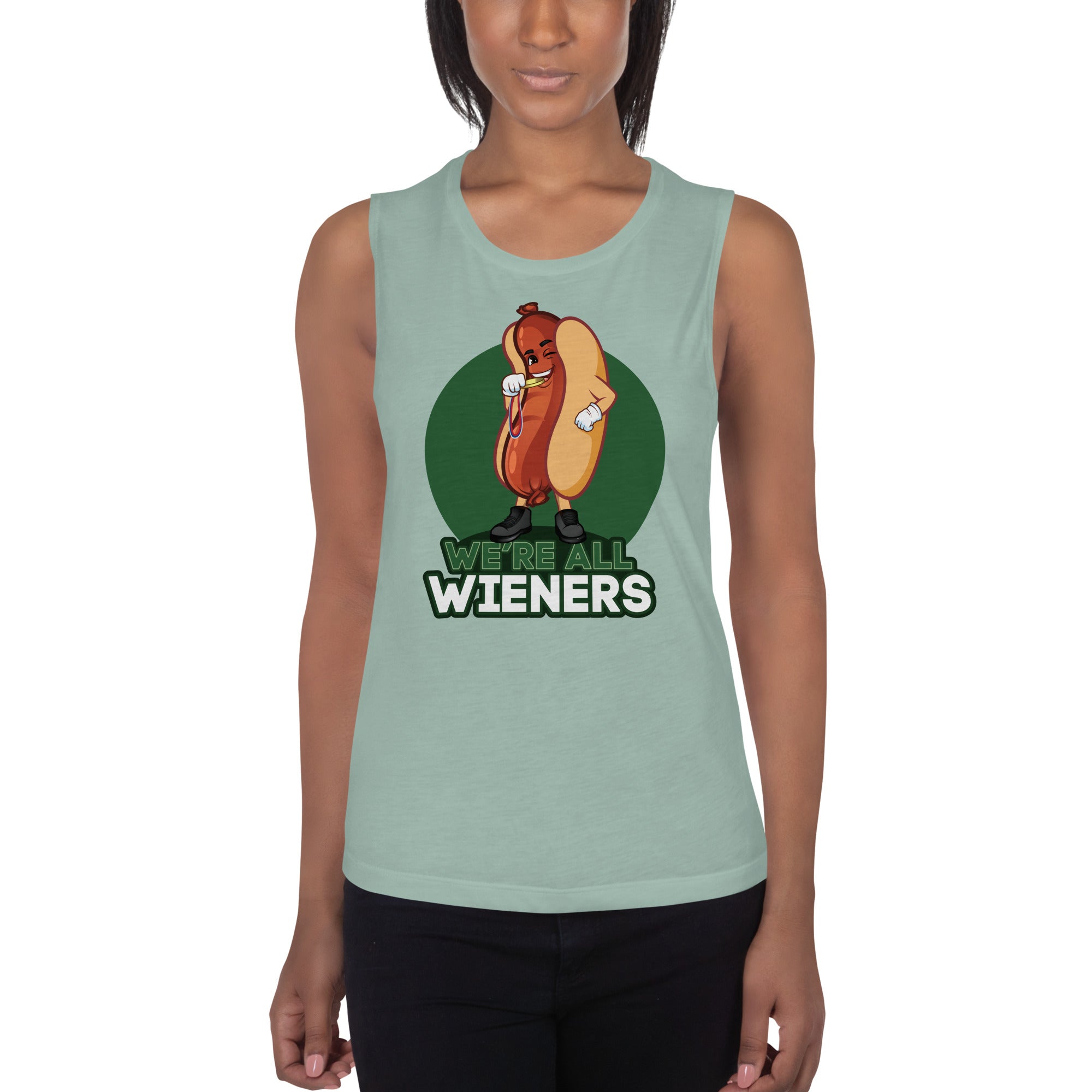 We're All Wieners Women's Muscle Tank - Green