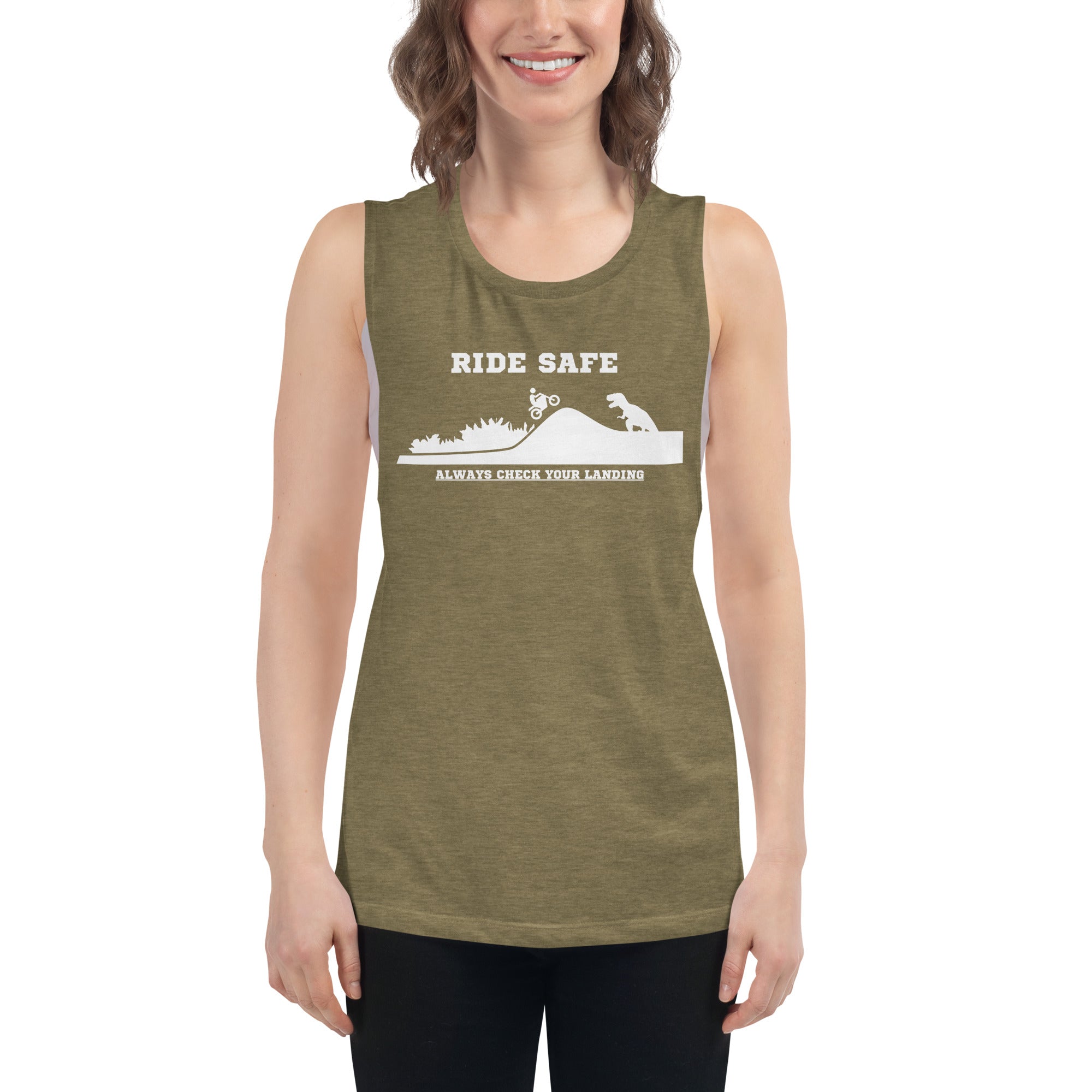 Ride Safe Check Your Landing Women's Muscle Tank