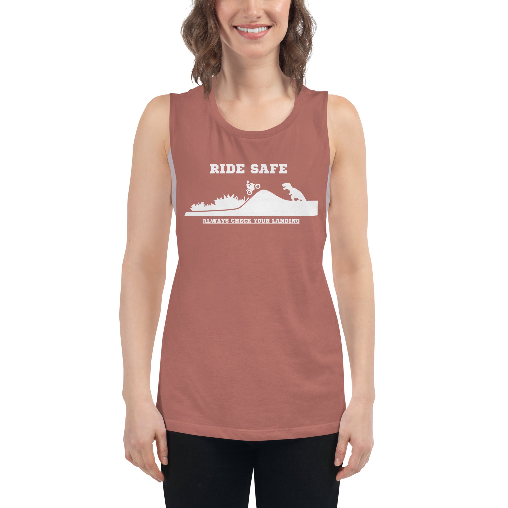 Ride Safe Check Your Landing Women's Muscle Tank