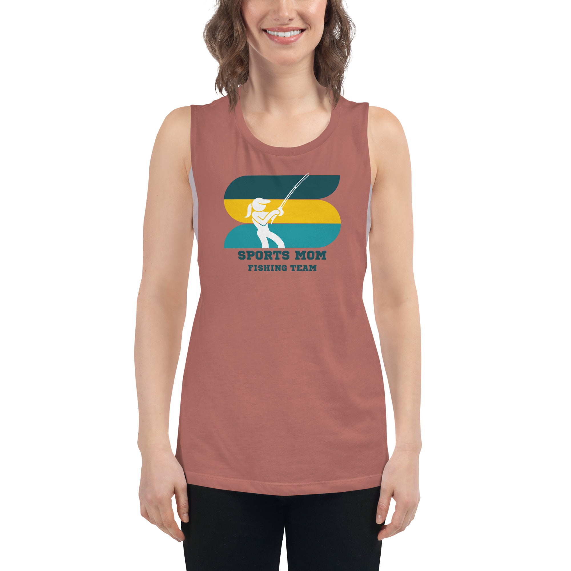 The Original Sports Mom Fishing Team Women's Muscle Tank