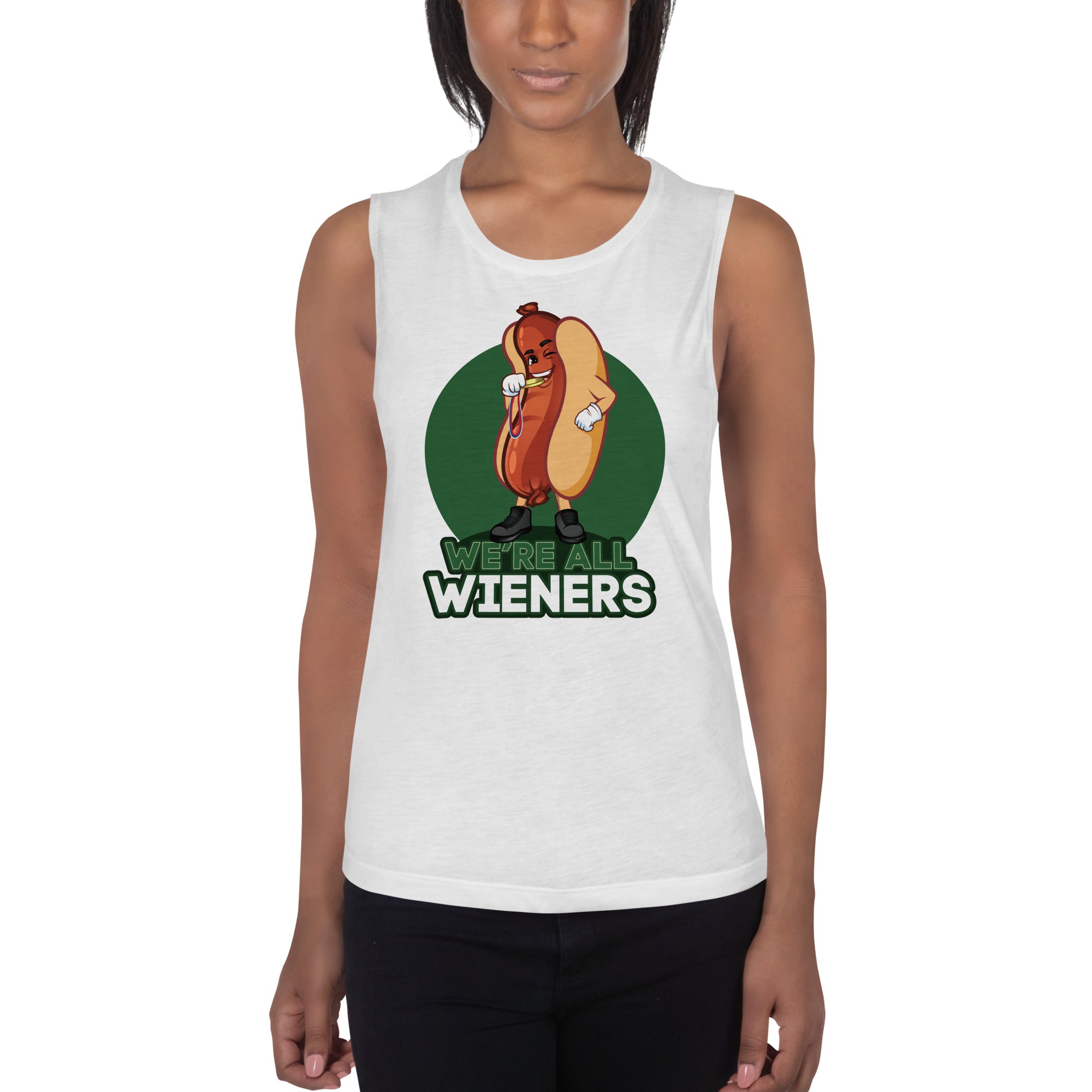 We're All Wieners Women's Muscle Tank - Green