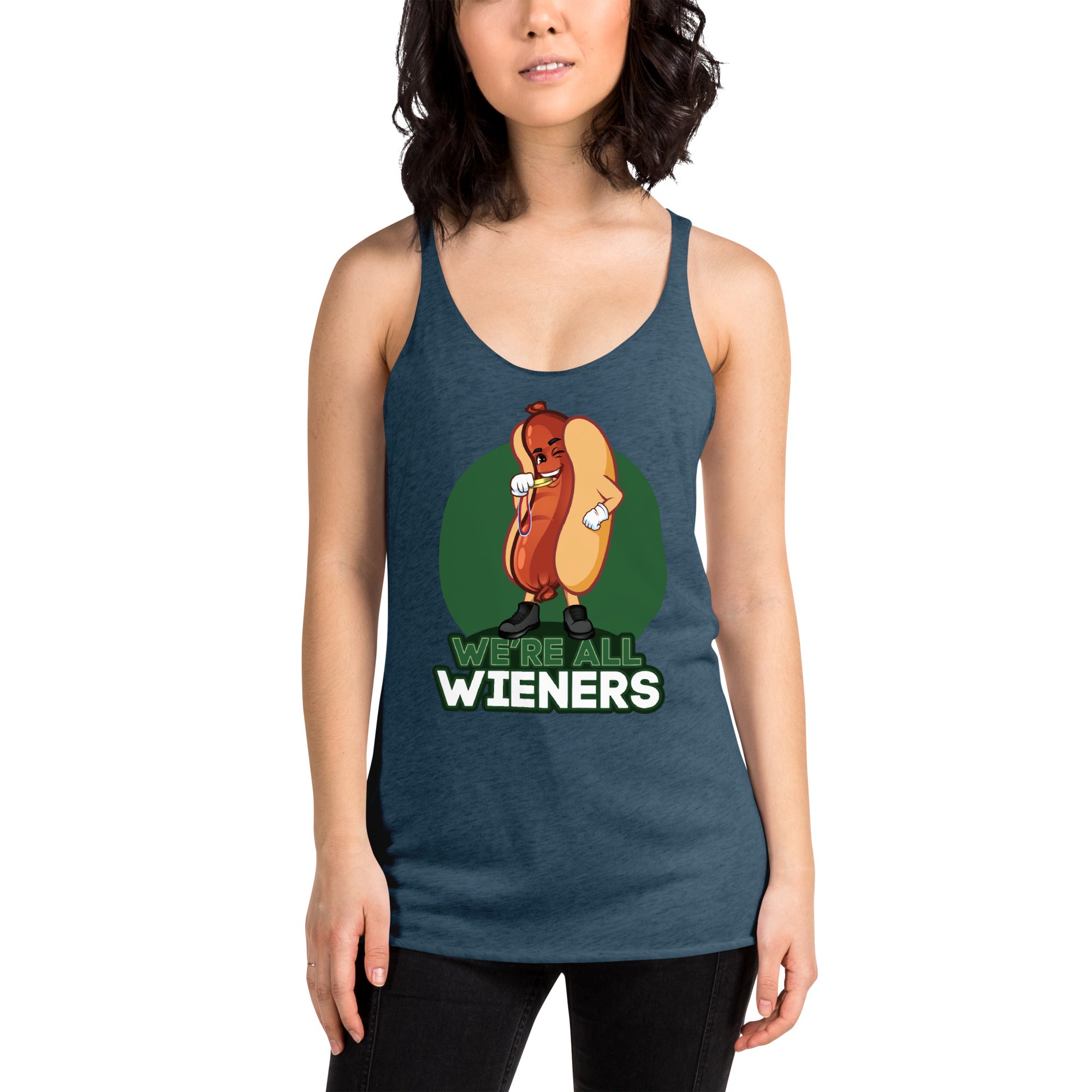 We're All Wieners Women's Racerback Tank - Green