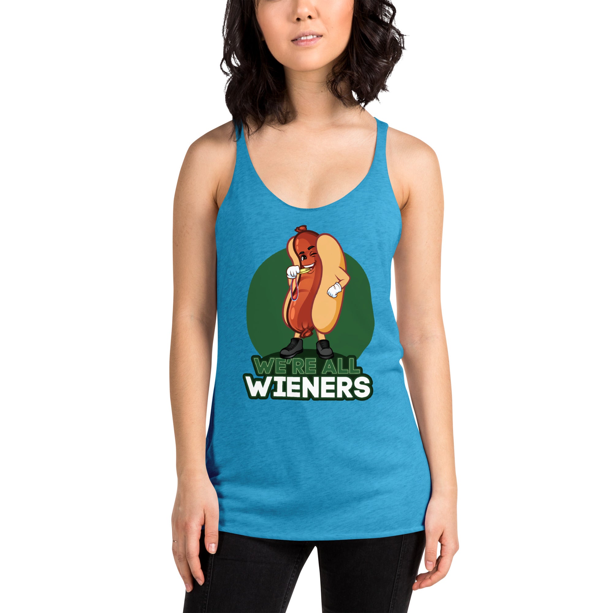 We're All Wieners Women's Racerback Tank - Green