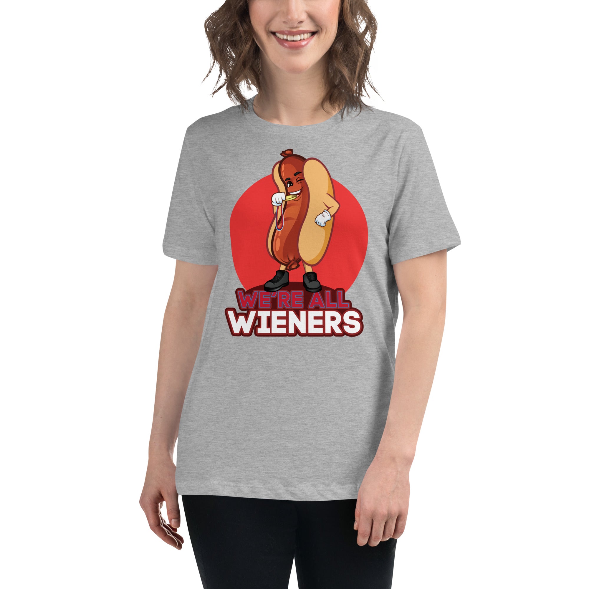 We're All Wiener's Women's Premium Fit T-Shirt - Red