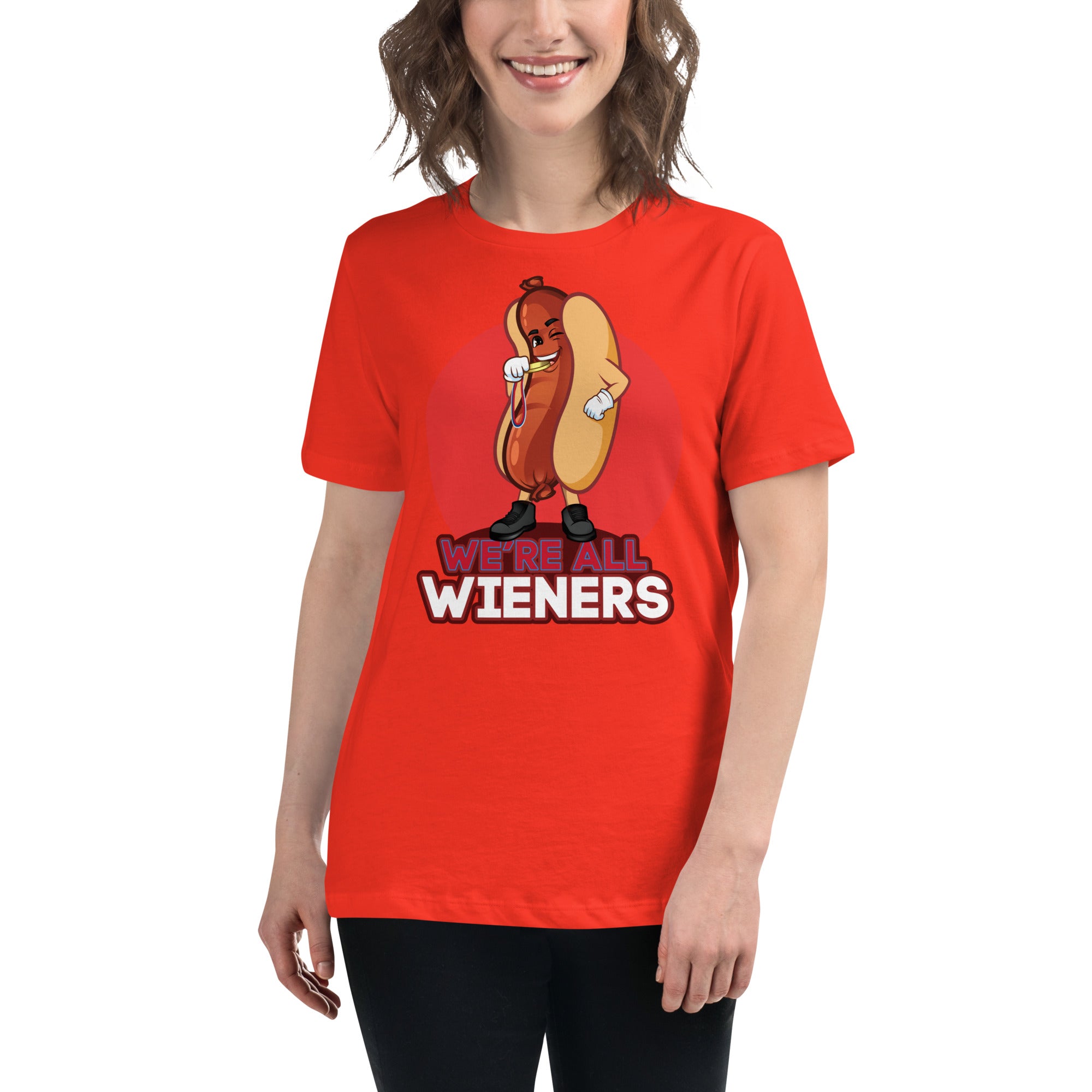 We're All Wiener's Women's Premium Fit T-Shirt - Red