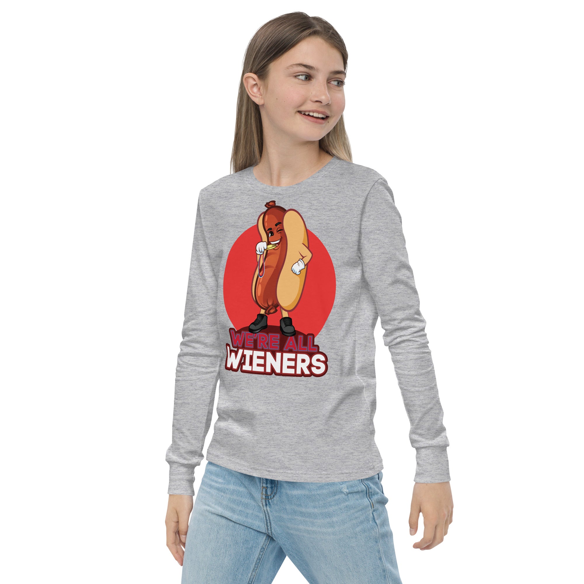 We're All Wieners - Youth Long Sleeve Tee - Red