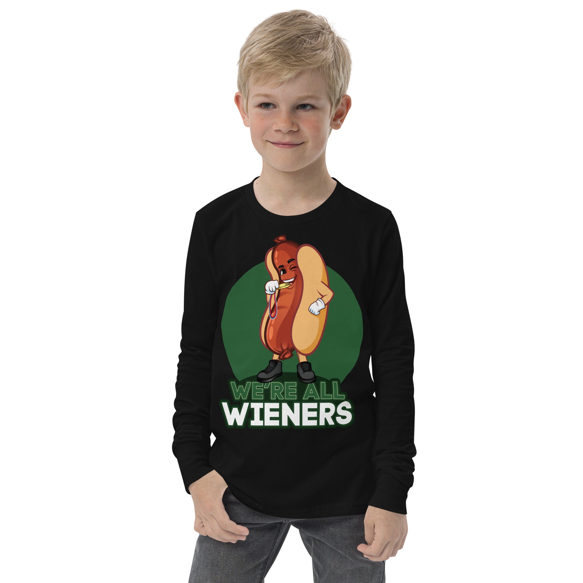 We're All Wieners - Youth Long Sleeve Tee - Green
