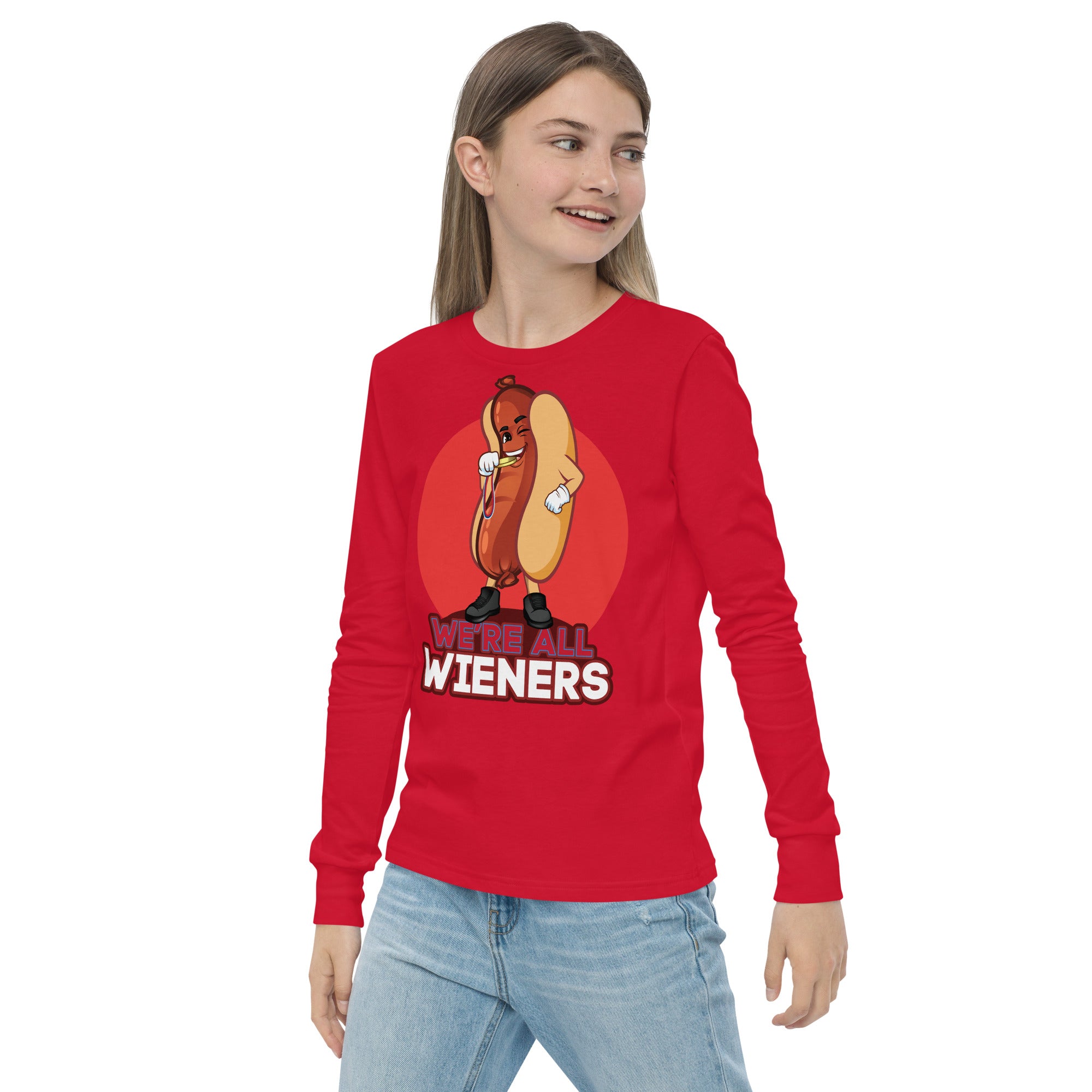 We're All Wieners - Youth Long Sleeve Tee - Red